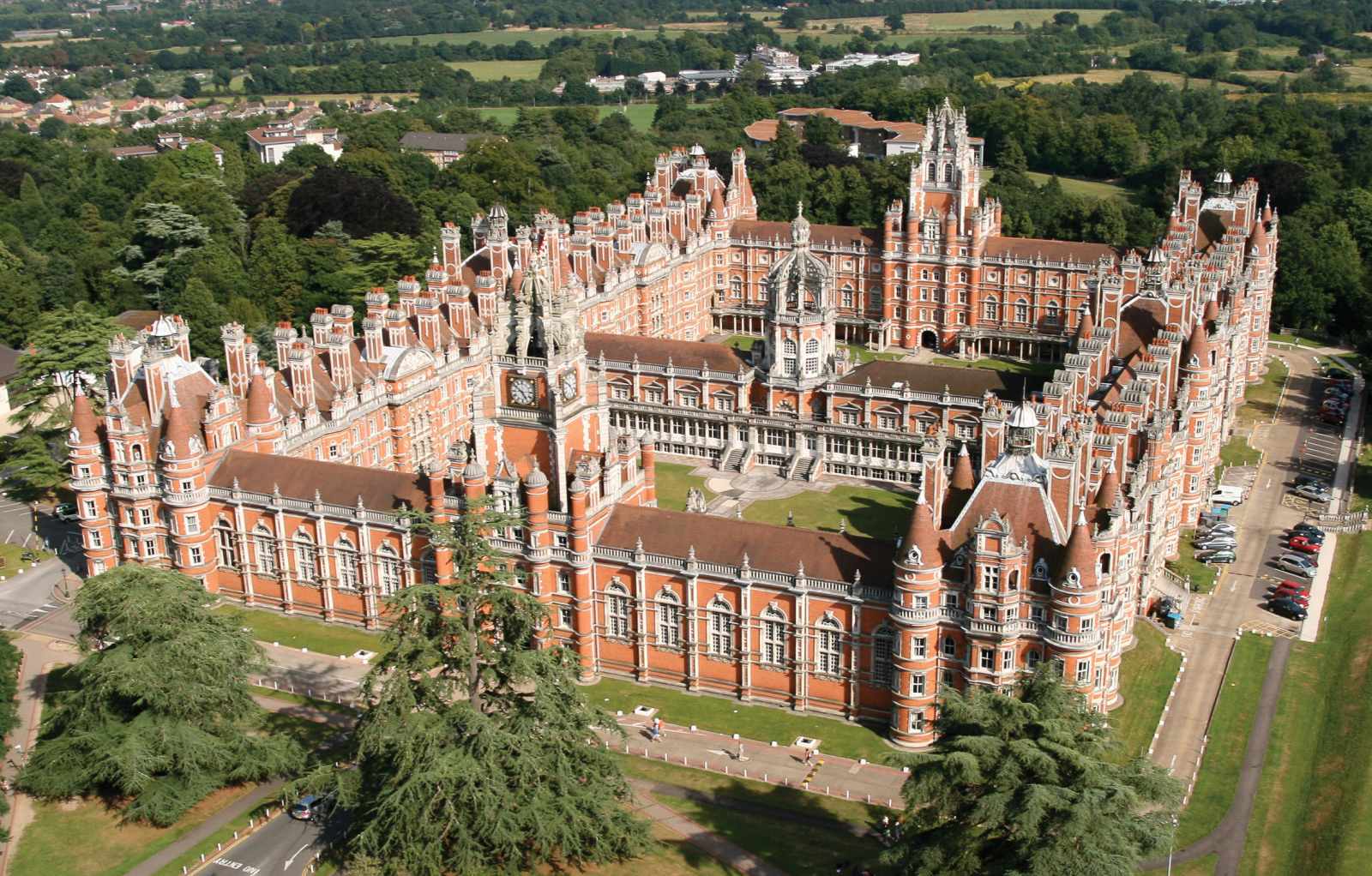 Aerial view of Royal Holloway University