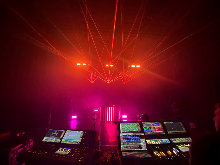 Studio laser light display with technical equipment at Brooklands Studios